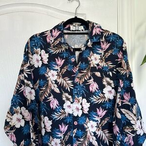 Red Sky oversized Hawaiian print shirt dress